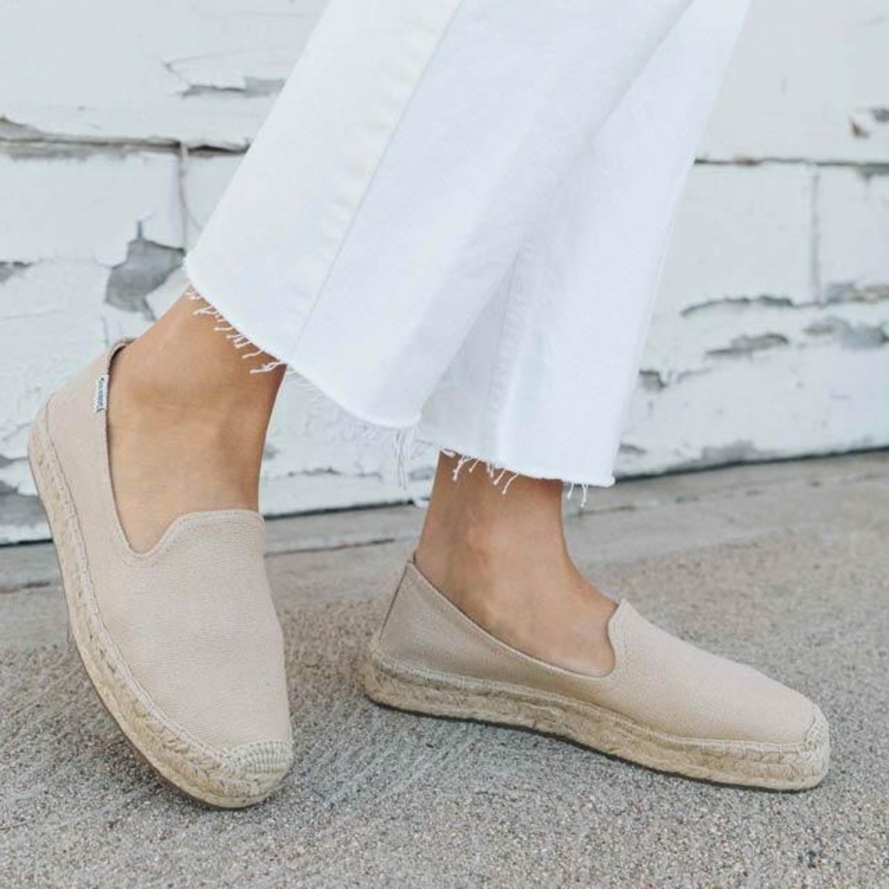 Soludos | Canvas Platform Smoking Slipper - Safari